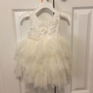 Ivory and White lace Flower Girl dress